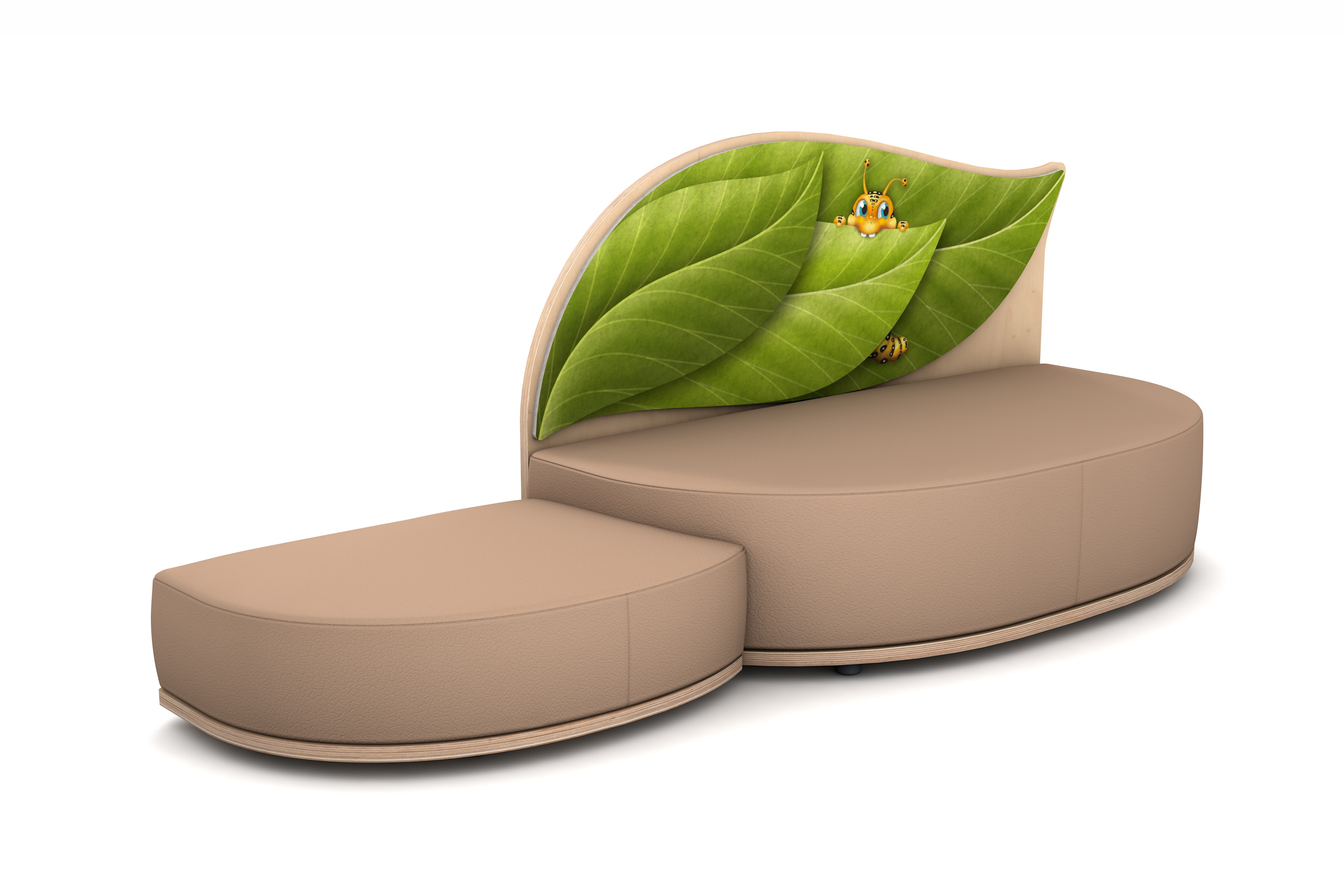 FantasiaAakustikaA Raupe Sofa mit Anstellhocker links